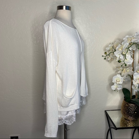 Lauren Vidal Women’s Layered Chiffon Lace Sweater - Picture 2 of 6